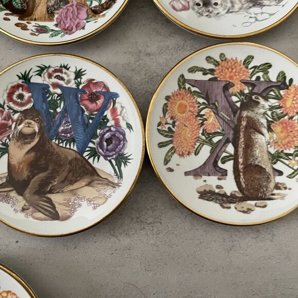 Vintage Franklin Mint Animal Alphabet Mini Plate Collection 1983 Full Set of 26 - Picture 5 of 12